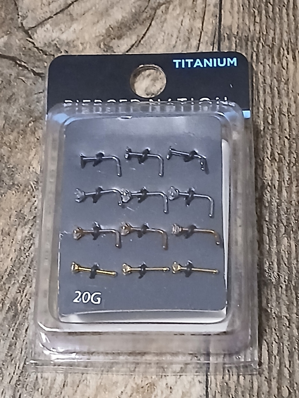 Titanium Mixed Silver and Gold Nose Stud Set 20G